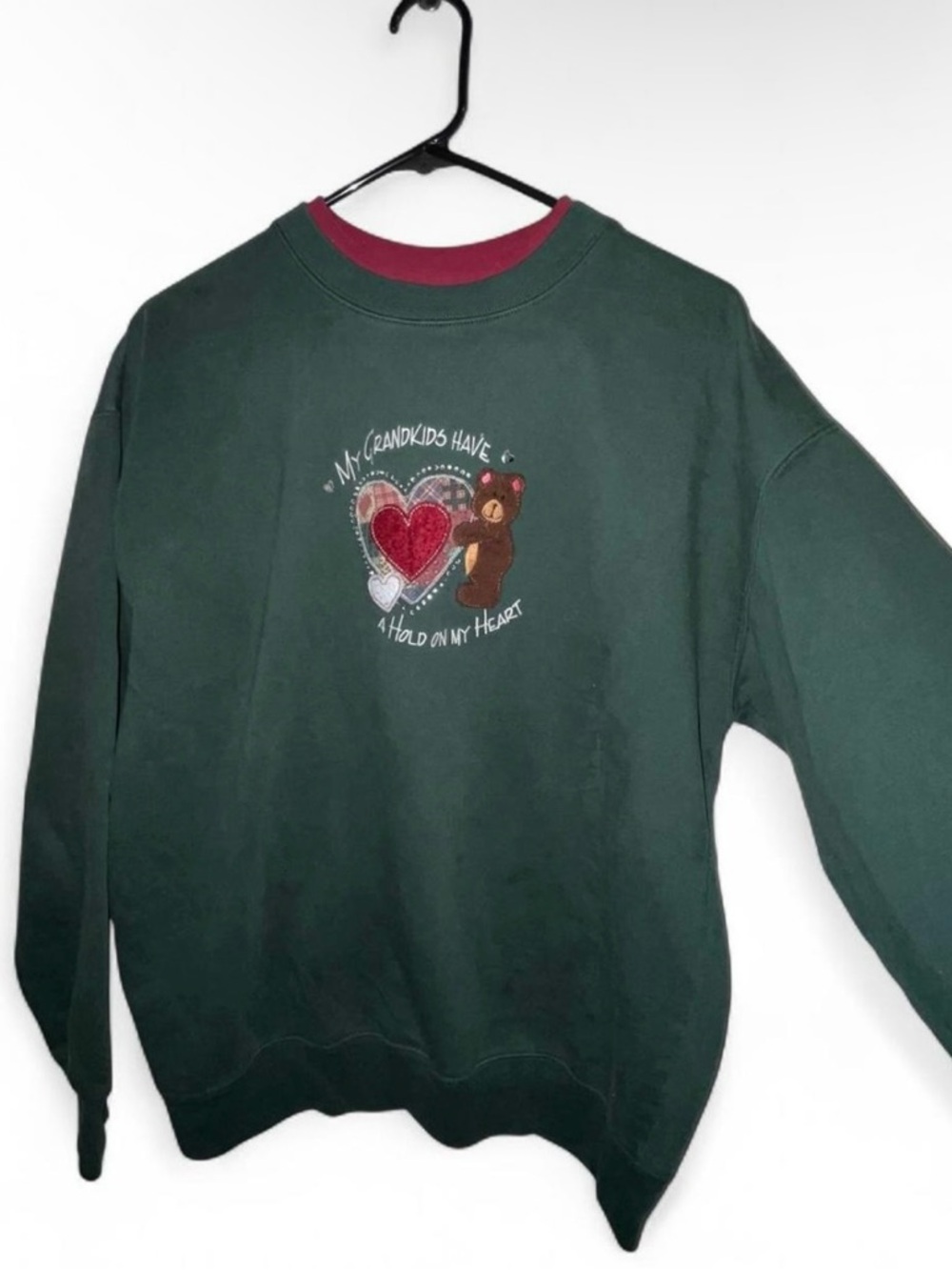 Vintage Dark Green 'My Grandkids Have a Hold on My Heart' Crewneck Sweater